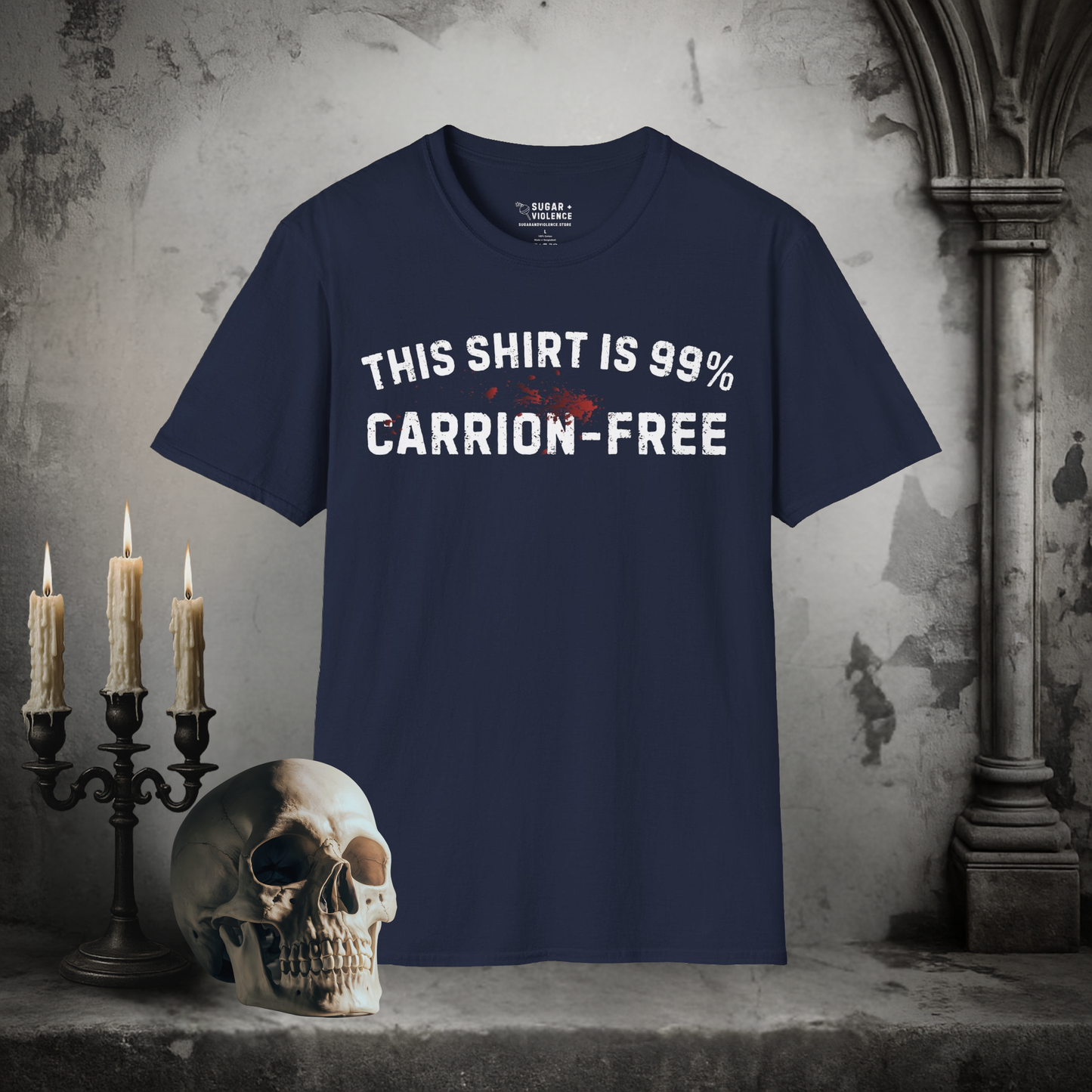 This Shirt Is 99% Carrion-Free – Dark Humor Gothic T-Shirt