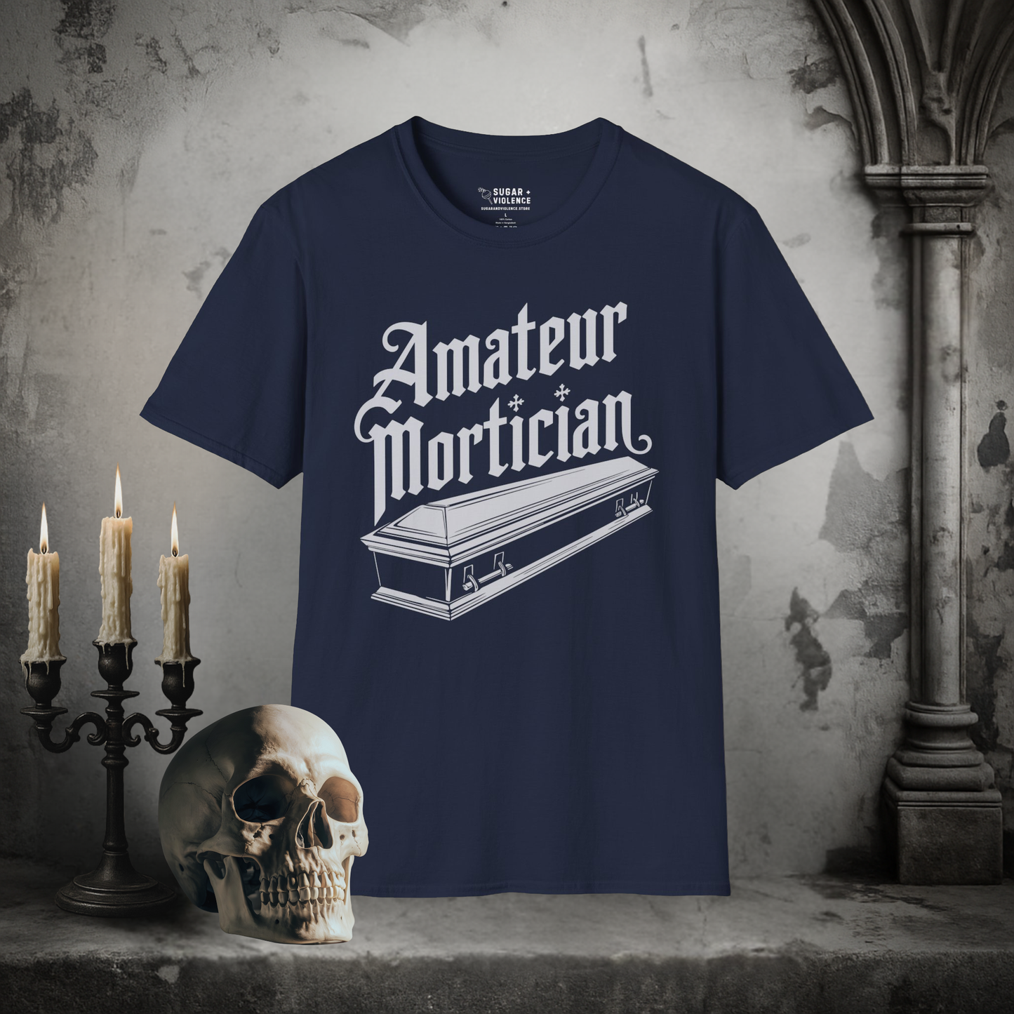 Amateur Mortician – Dark Humor Coffin Graphic Tee