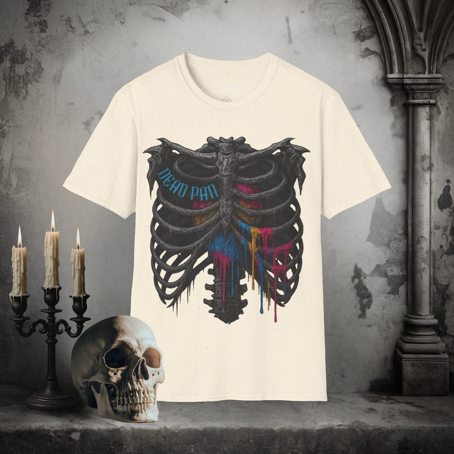 Pan Pride Rib Cage Heart – LGBTQ+ Gothic Graphic T-Shirt