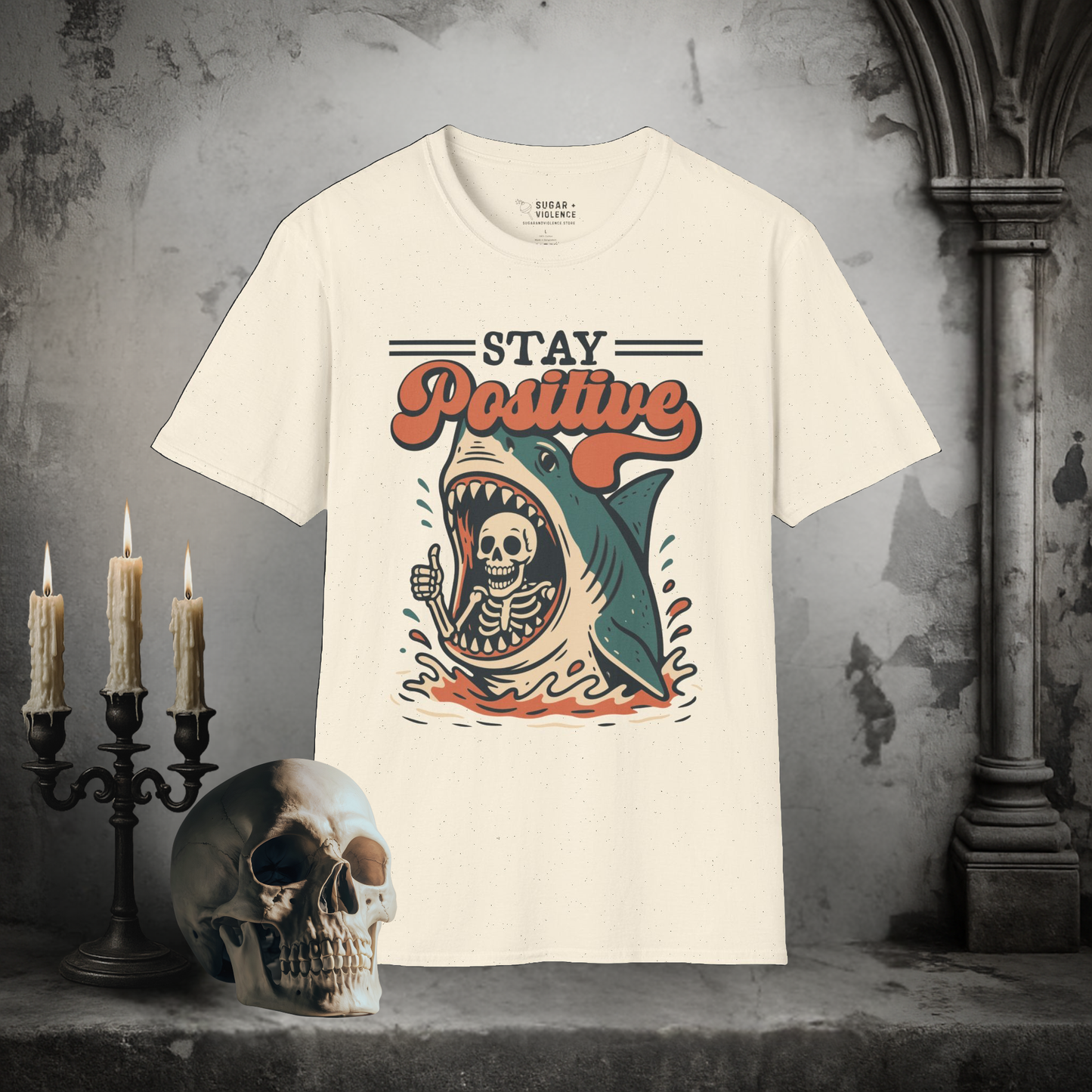 Stay Positive – Retro Poison Bottle Dark Humor T-Shirt