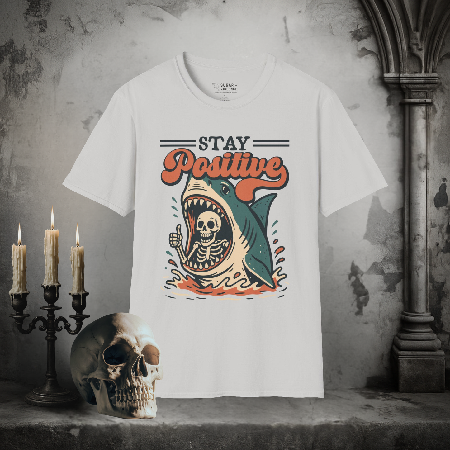 Stay Positive – Retro Poison Bottle Dark Humor T-Shirt