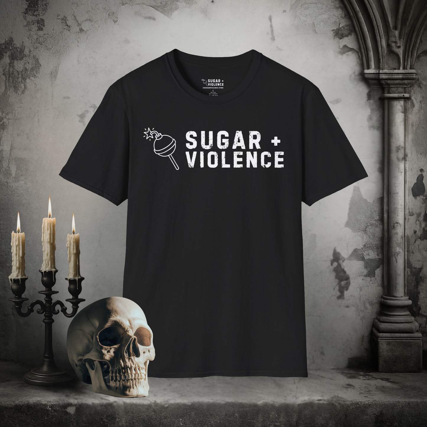 Sugar + Violence Logo Tee – Dark Alt Aesthetic T-Shirt