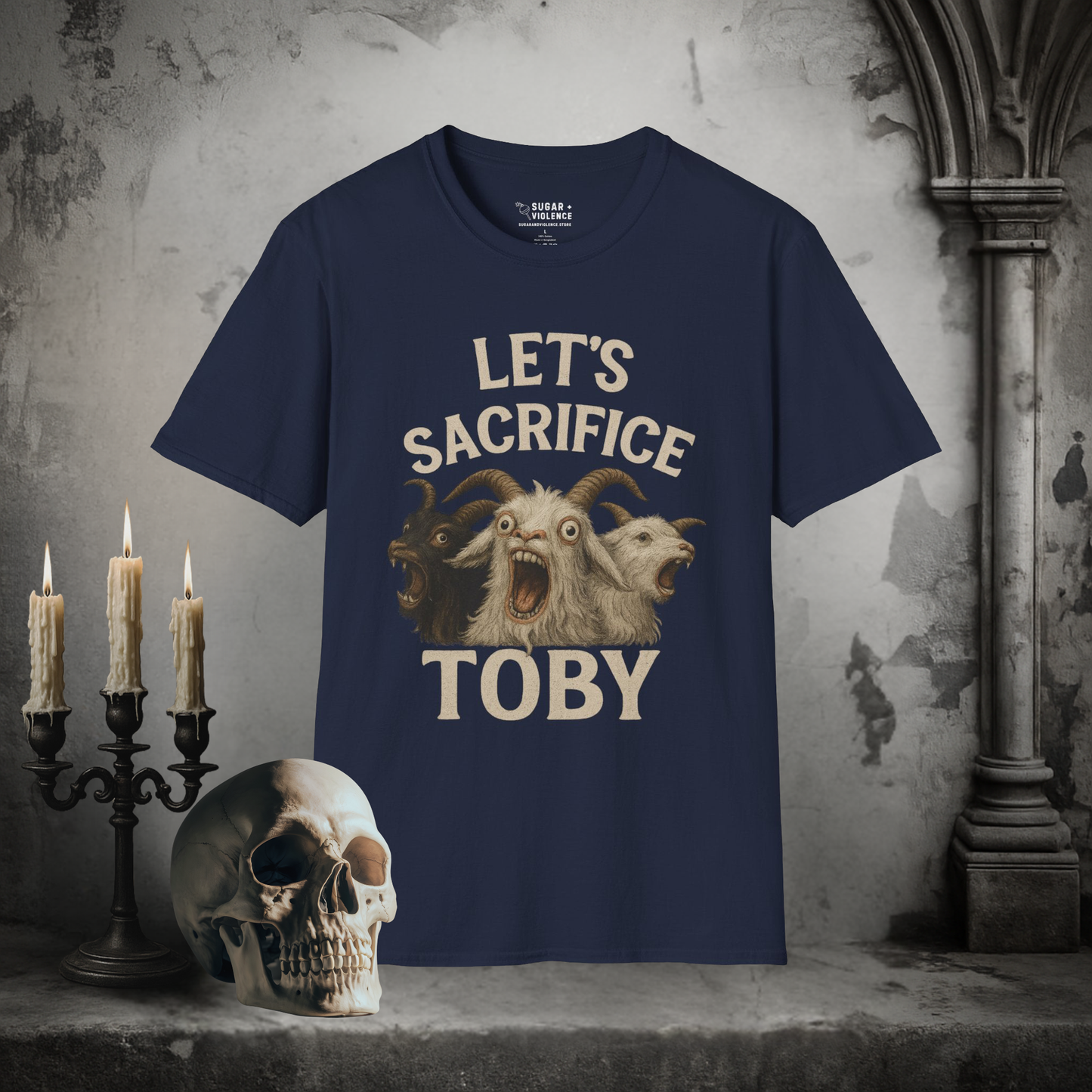 Let’s Sacrifice Toby – Dark Humor Retro Horror T-Shirt