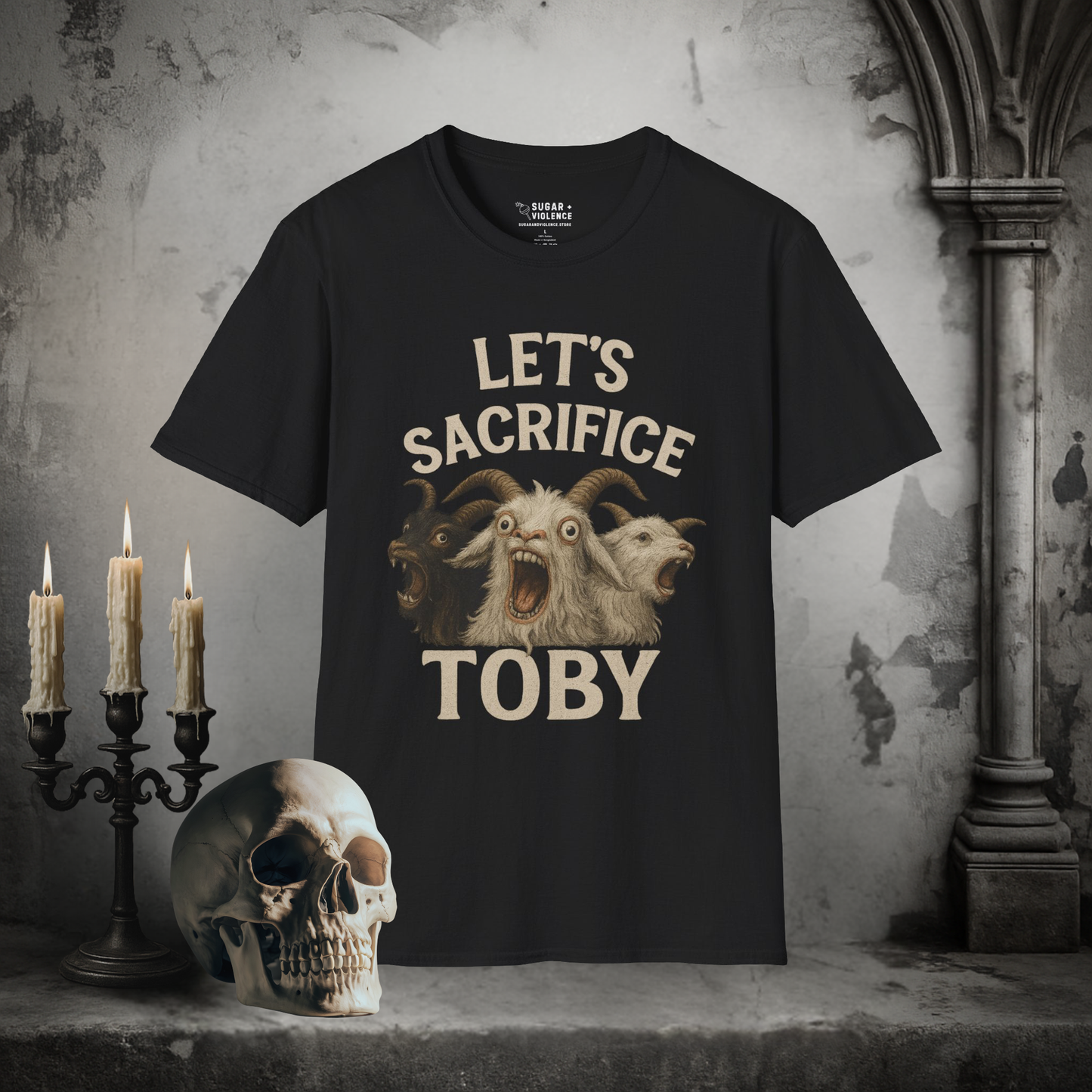 Let’s Sacrifice Toby – Dark Humor Retro Horror T-Shirt