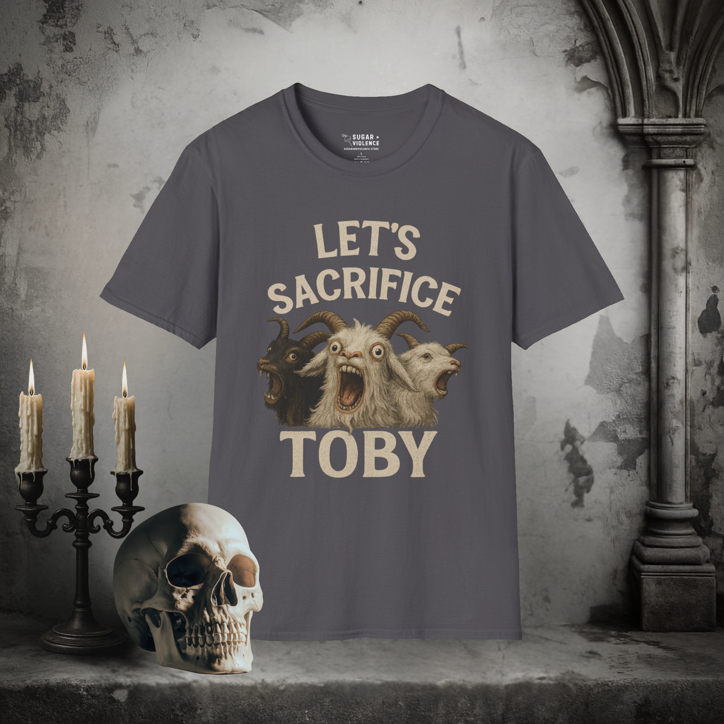 Let’s Sacrifice Toby – Dark Humor Retro Horror T-Shirt