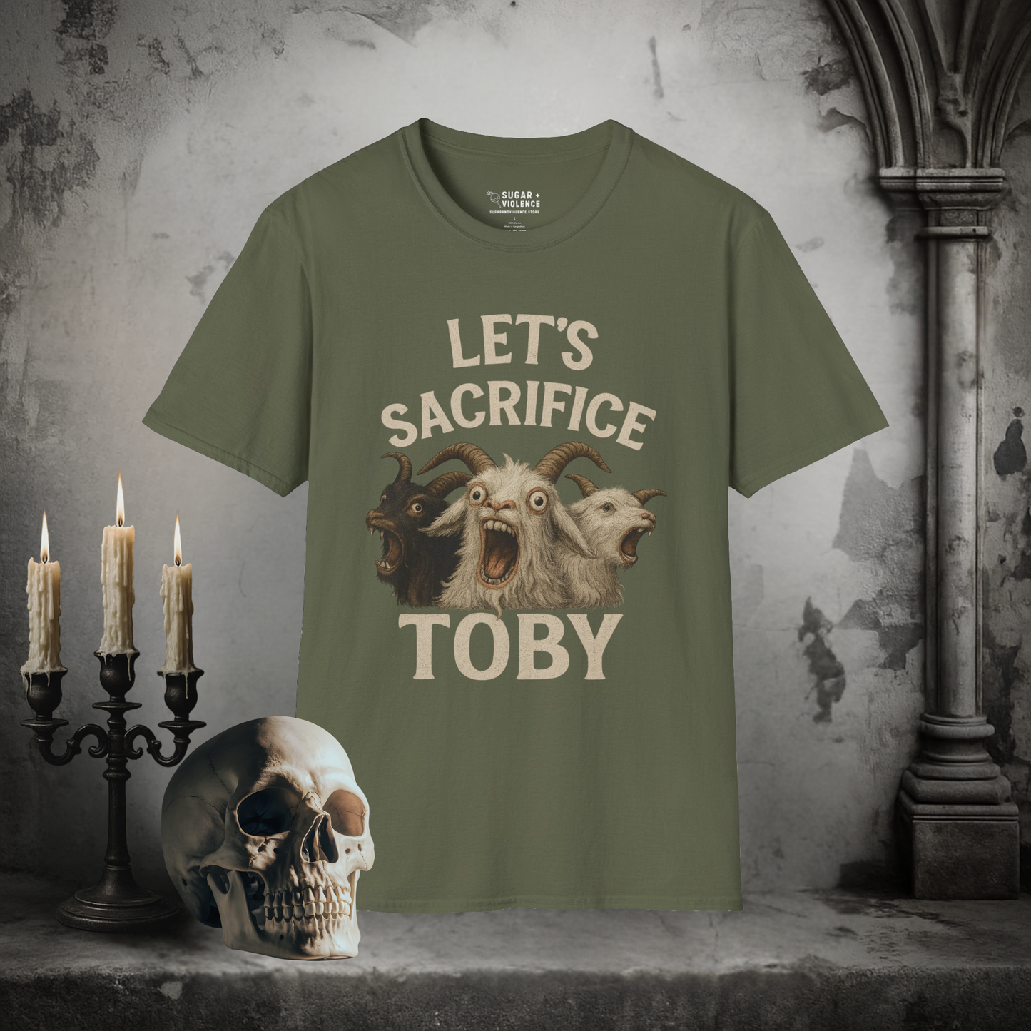 Let’s Sacrifice Toby – Dark Humor Retro Horror T-Shirt