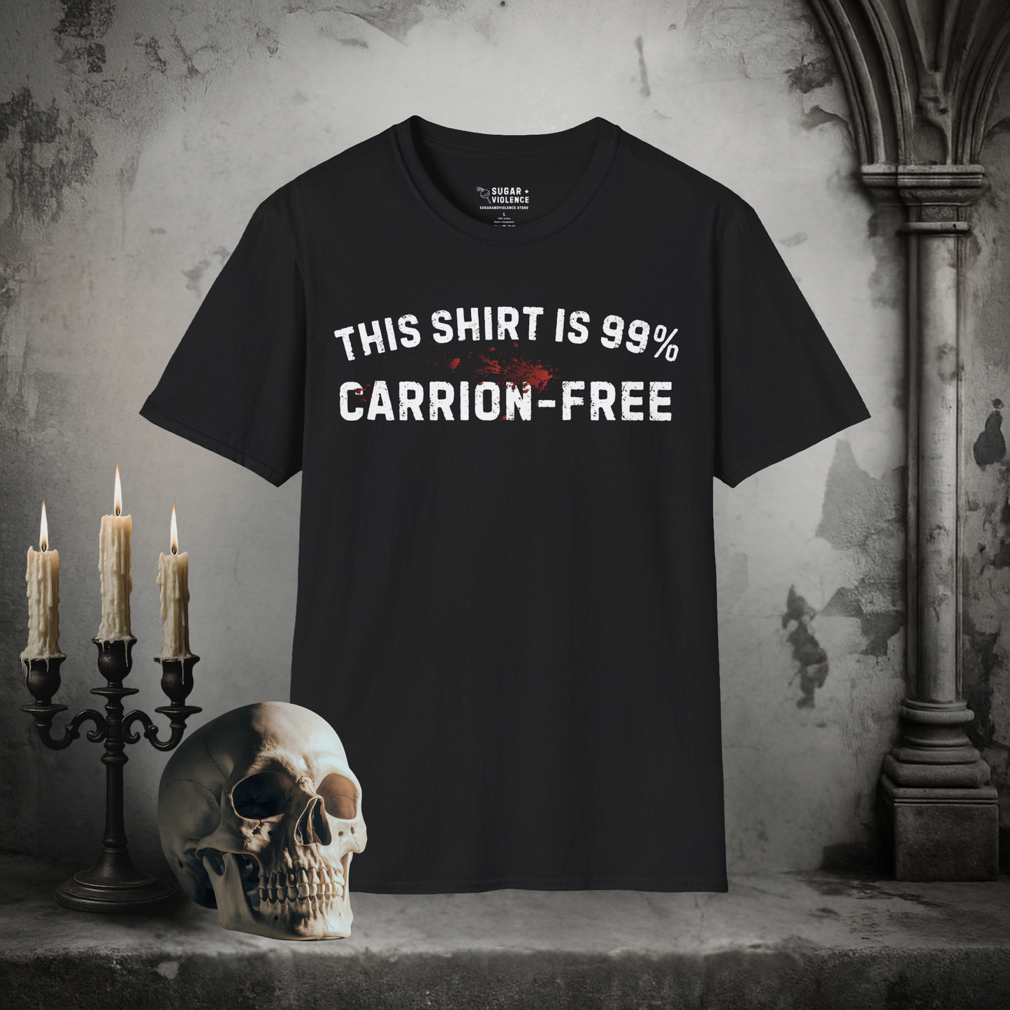 This Shirt Is 99% Carrion-Free – Dark Humor Gothic T-Shirt