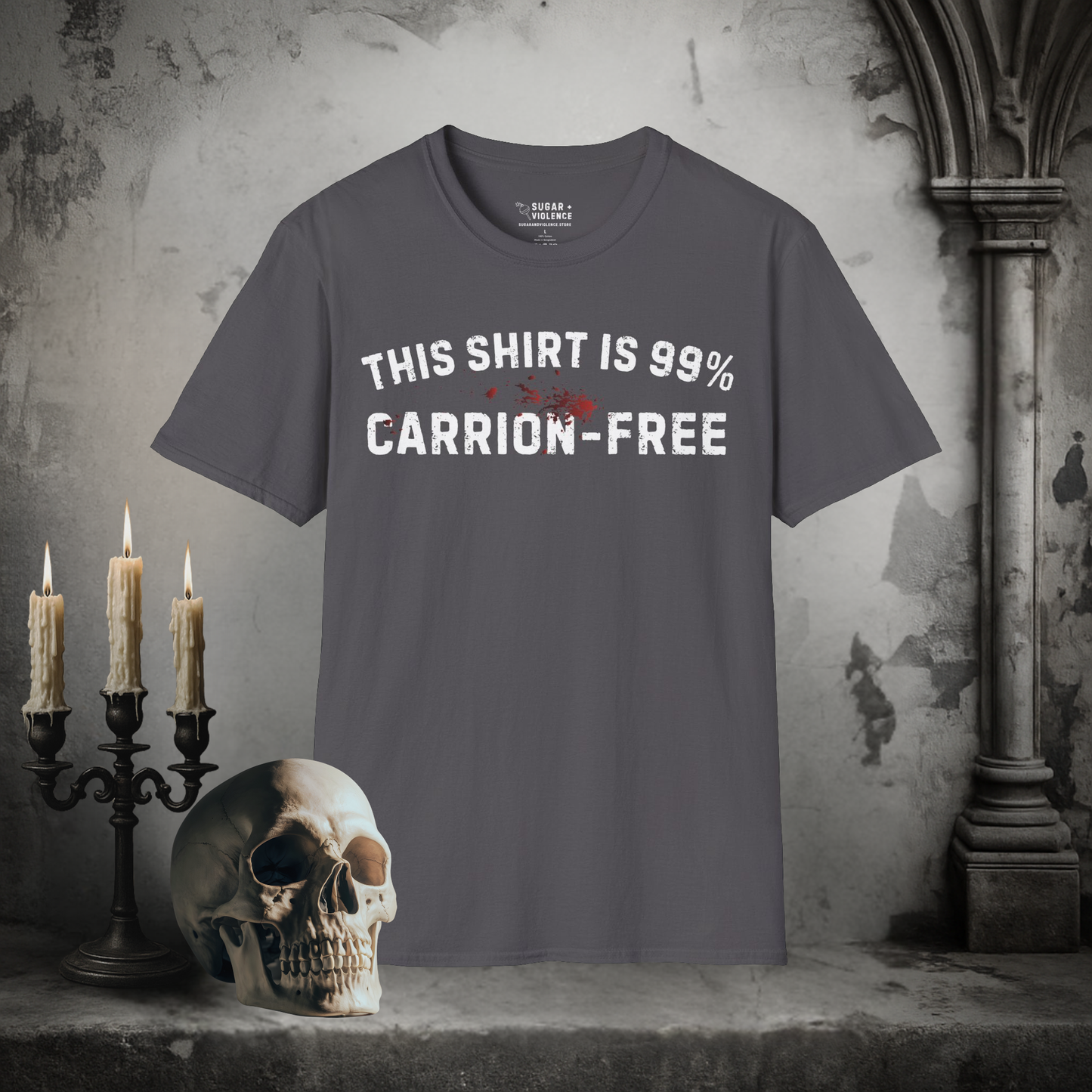 This Shirt Is 99% Carrion-Free – Dark Humor Gothic T-Shirt