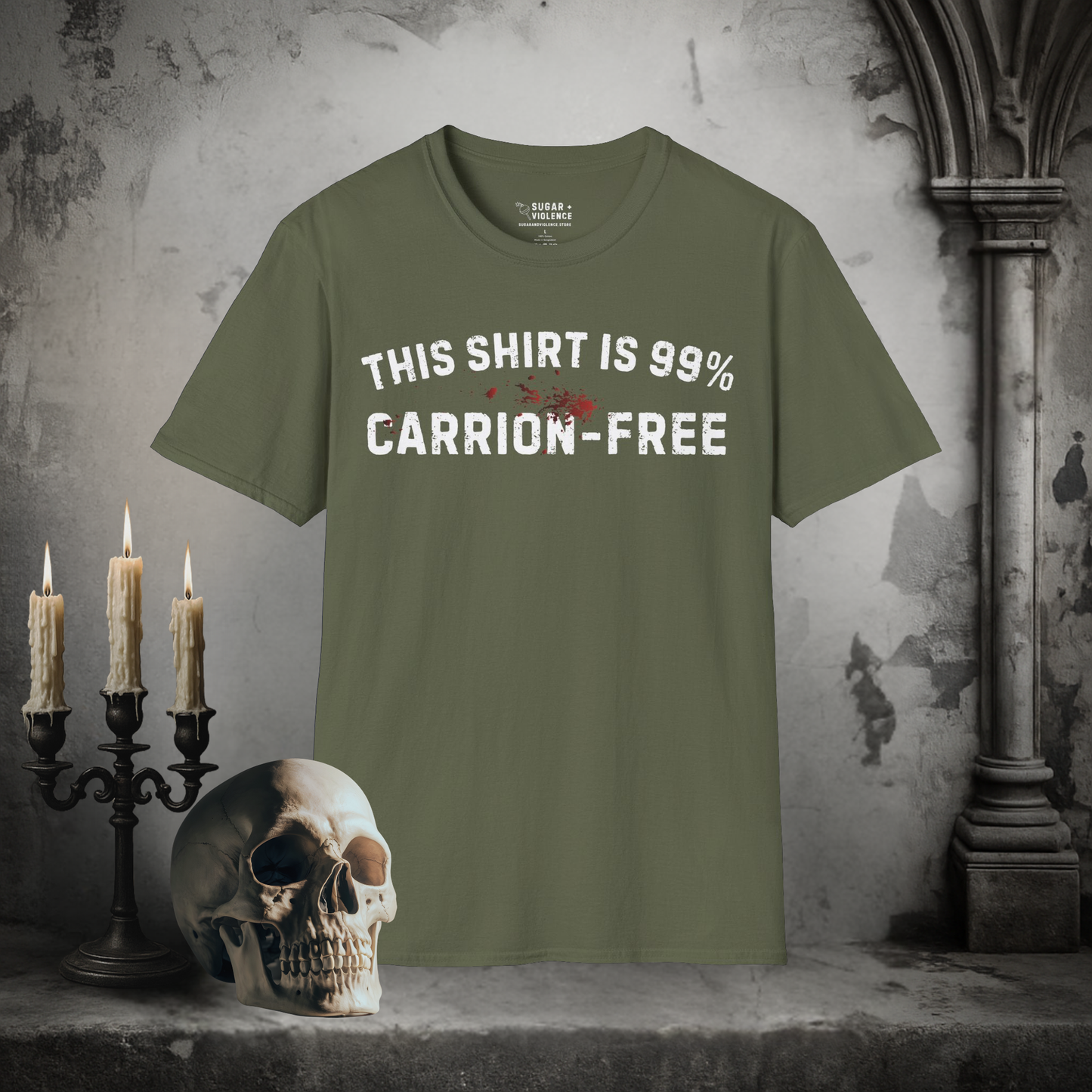 This Shirt Is 99% Carrion-Free – Dark Humor Gothic T-Shirt