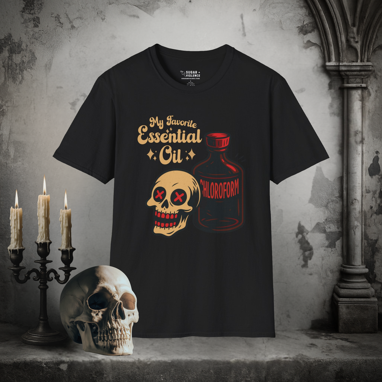 My Favorite Essential Oil – Chloroform Dark Humor T-Shirt