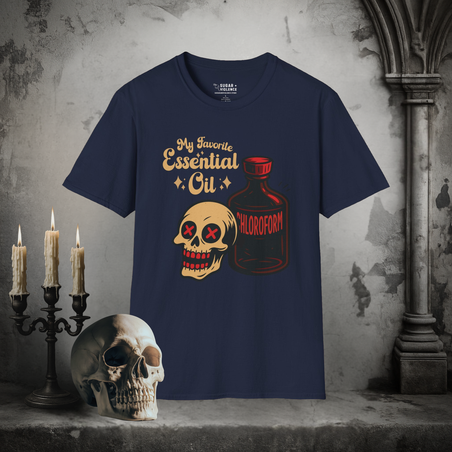 My Favorite Essential Oil – Chloroform Dark Humor T-Shirt