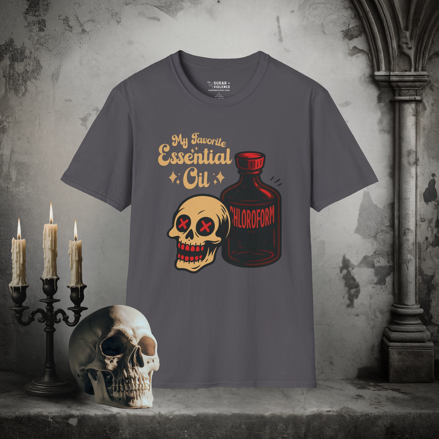 My Favorite Essential Oil – Chloroform Dark Humor T-Shirt