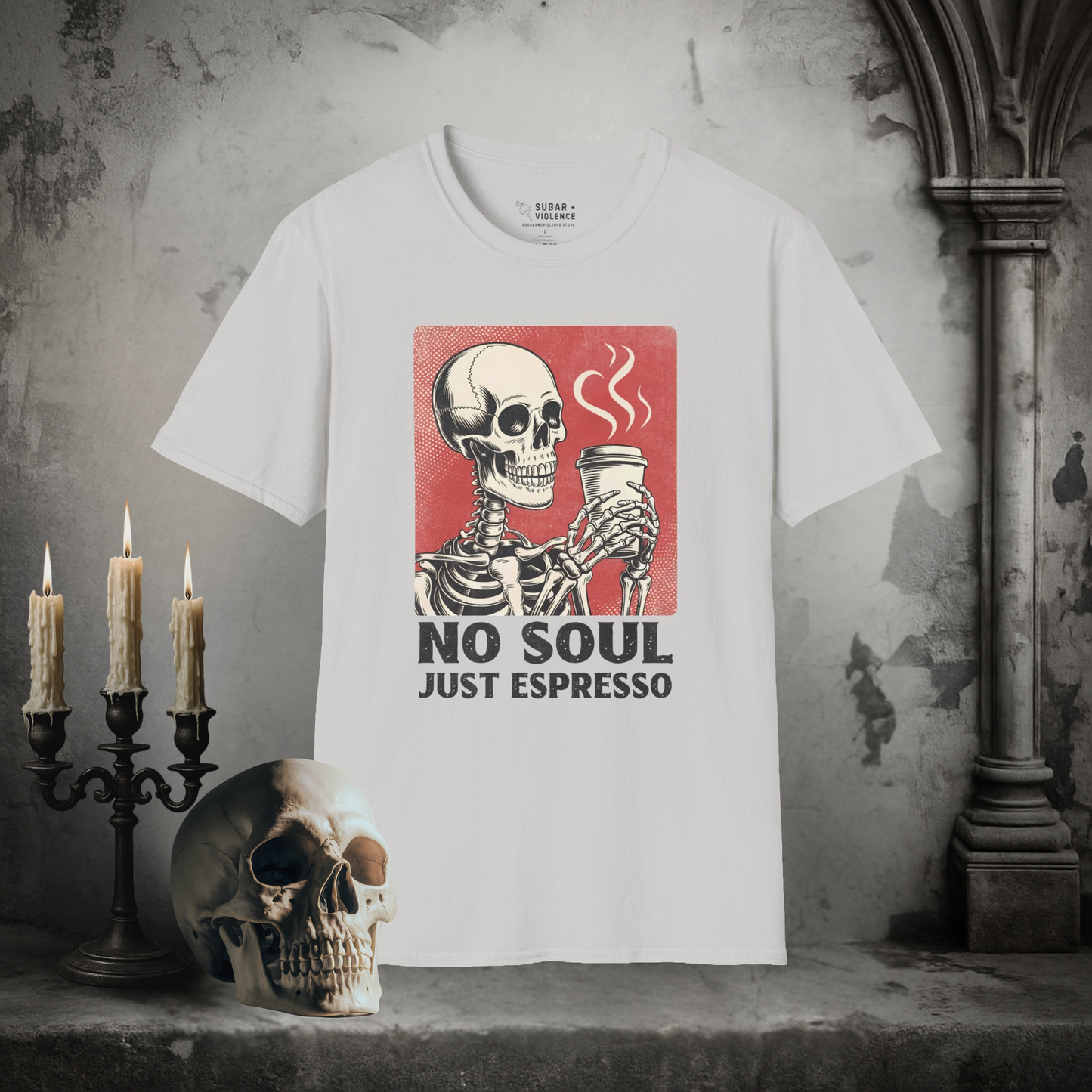 No Soul Just Coffee – Espresso-Fueled Void T-Shirt
