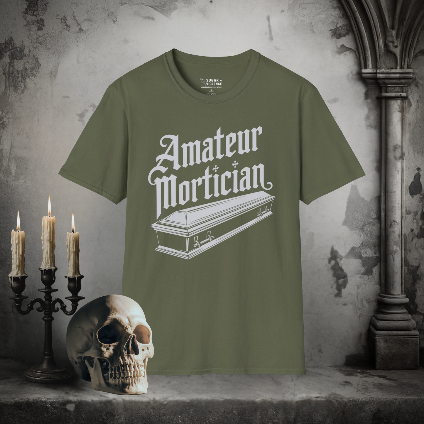 Amateur Mortician – Dark Humor Coffin Graphic Tee