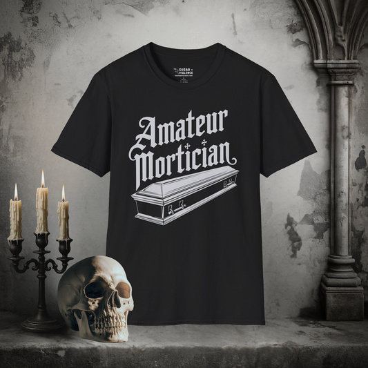 Amateur Mortician – Dark Humor Coffin Graphic Tee