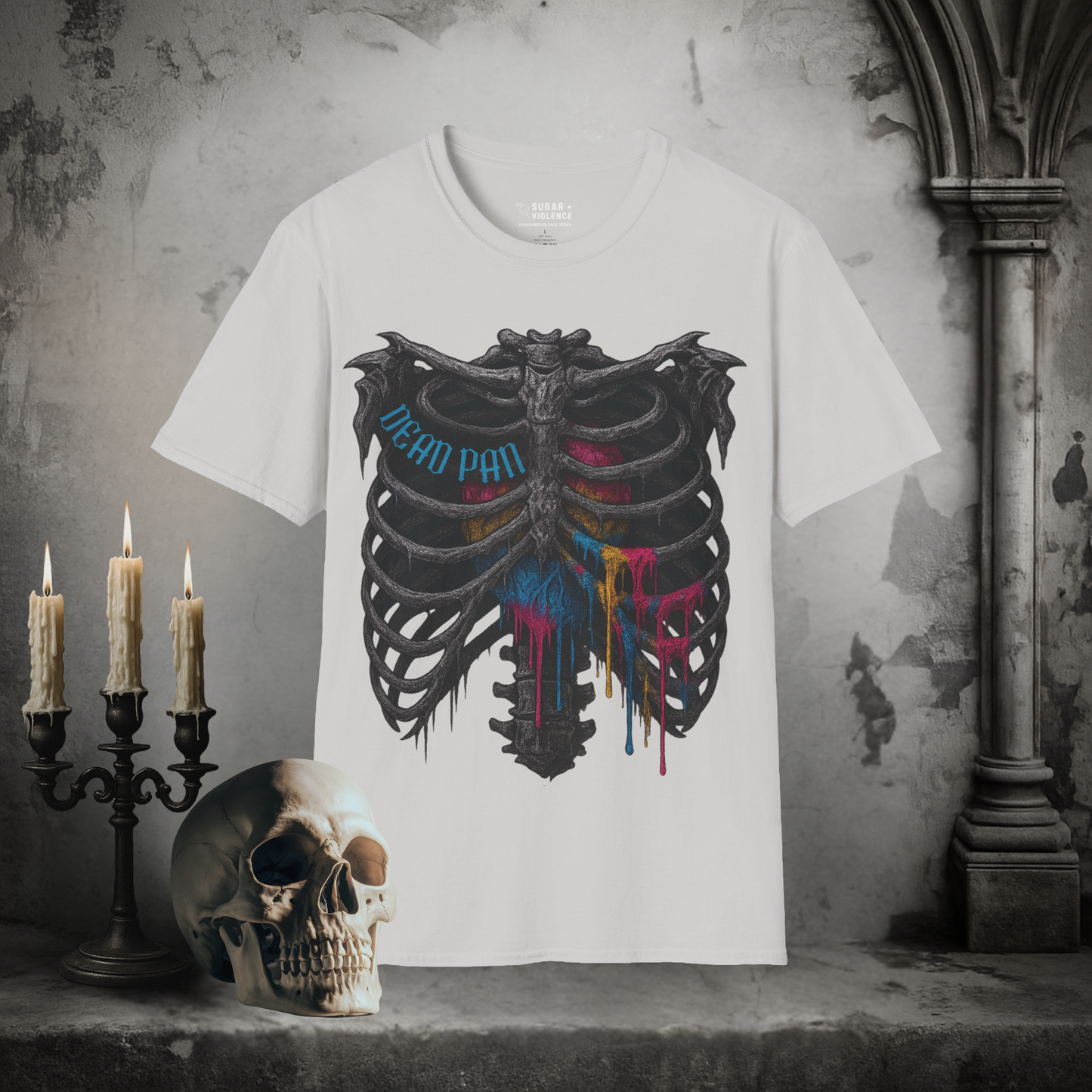Pan Pride Rib Cage Heart – LGBTQ+ Gothic Graphic T-Shirt
