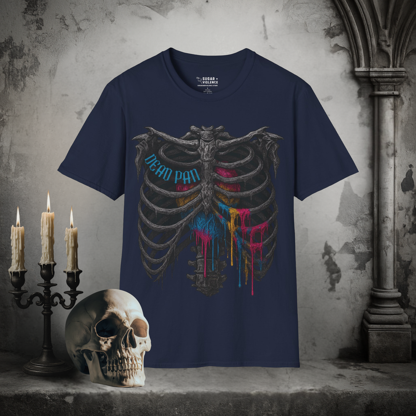 Pan Pride Rib Cage Heart – LGBTQ+ Gothic Graphic T-Shirt