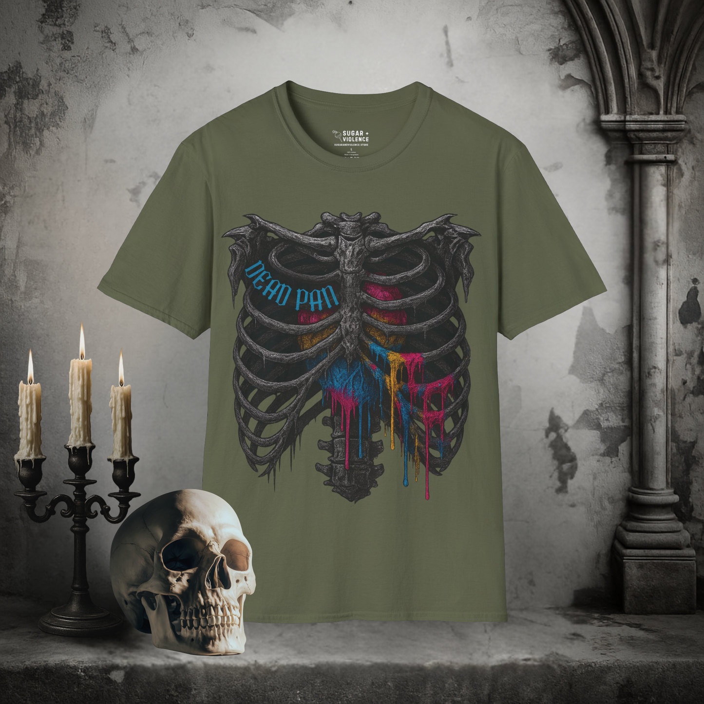 Pan Pride Rib Cage Heart – LGBTQ+ Gothic Graphic T-Shirt