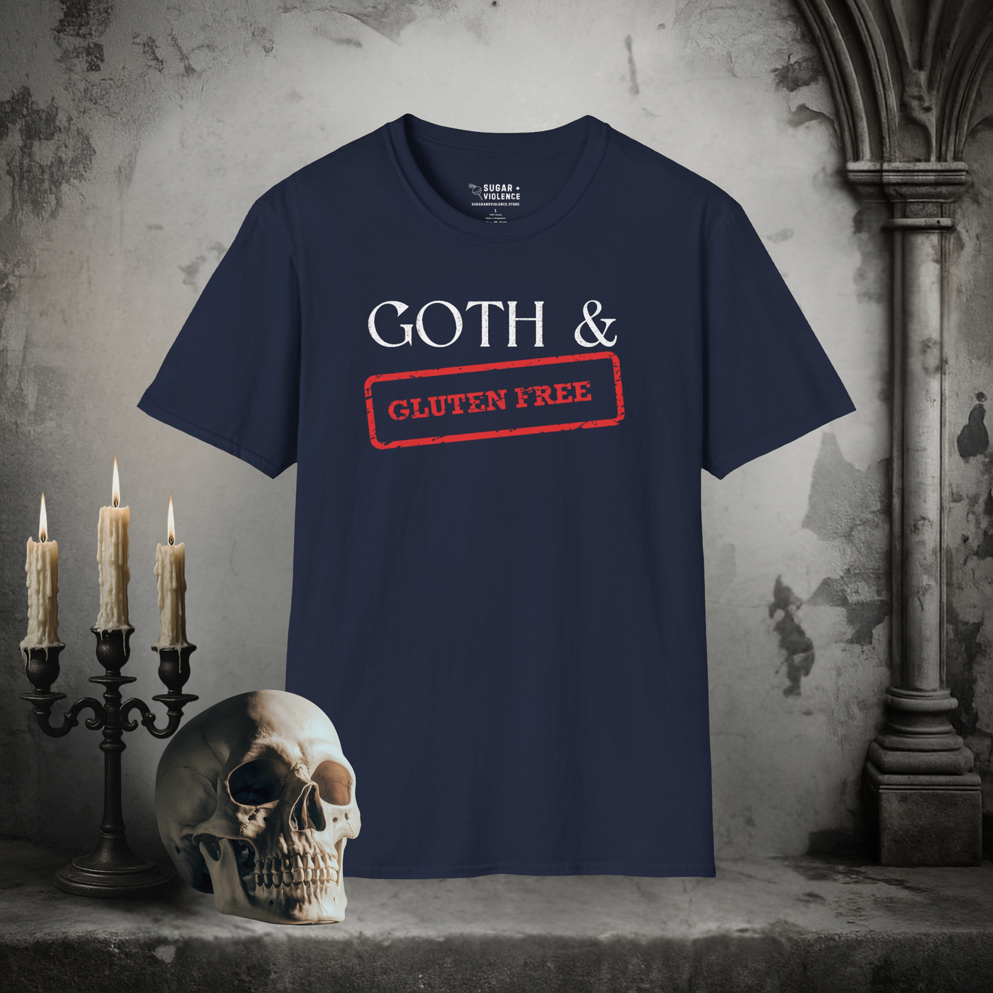 Goth & Gluten Free – Dark Humor Cannibalism Joke Tee