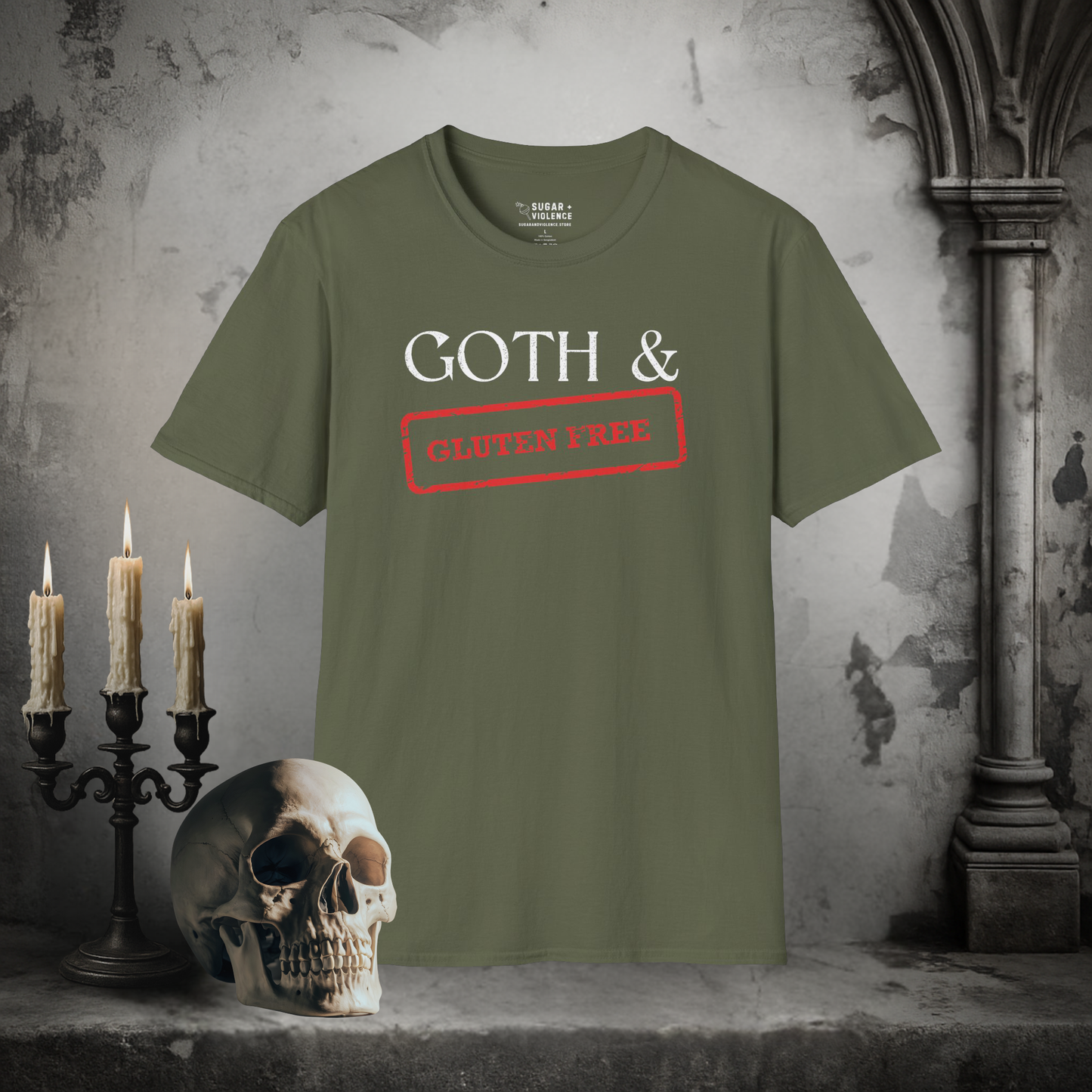 Goth & Gluten Free – Dark Humor Cannibalism Joke Tee
