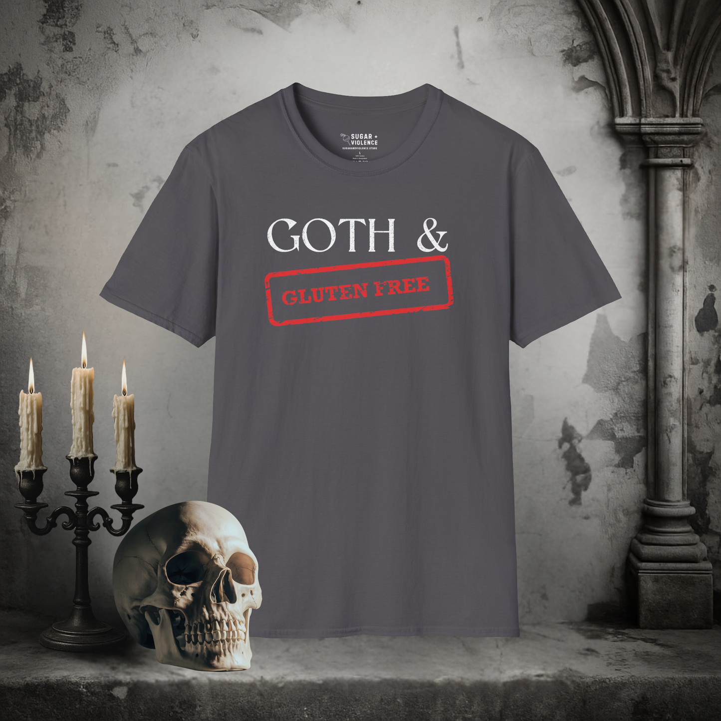 Goth & Gluten Free – Dark Humor Cannibalism Joke Tee