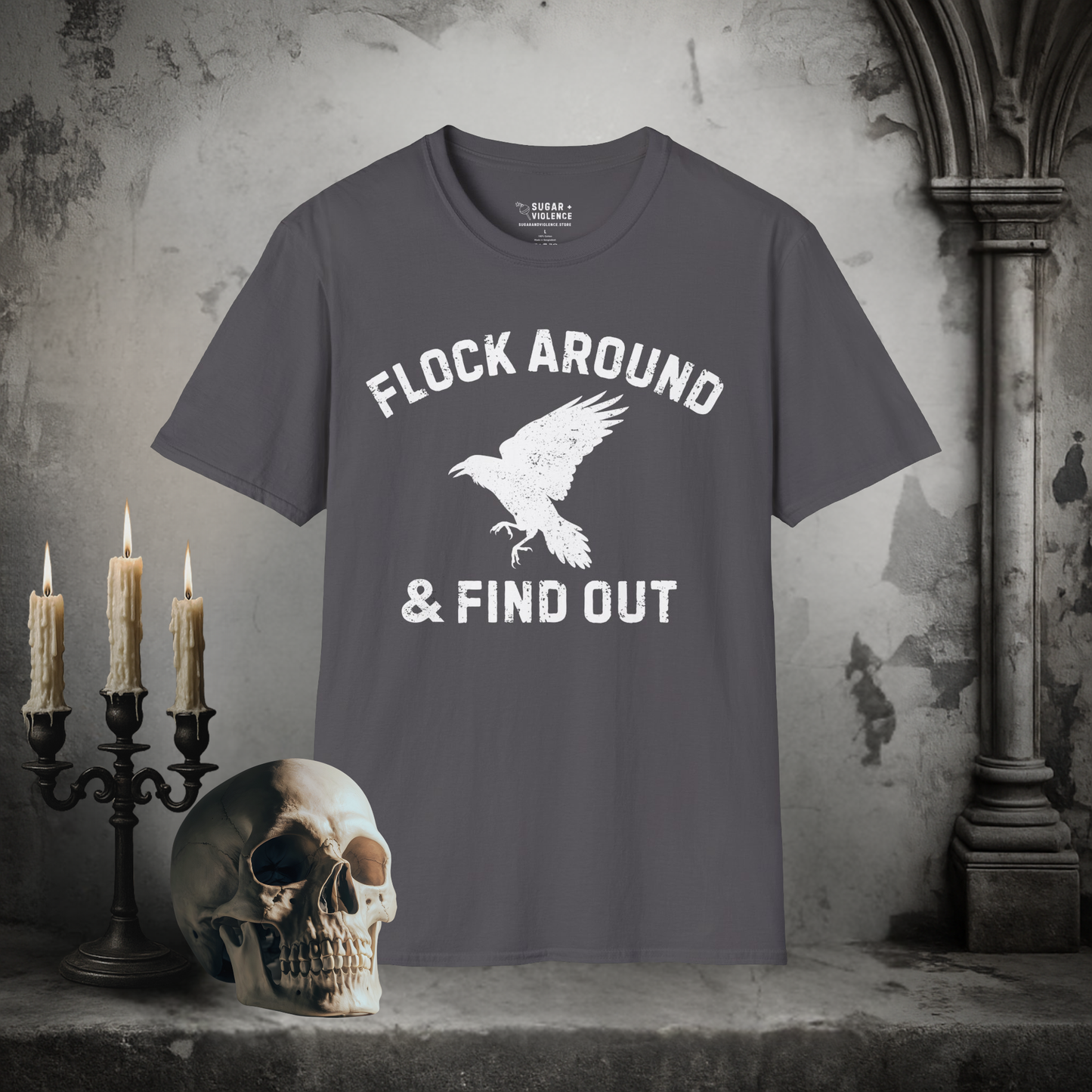 Flock Around & Find Out – Gothic Raven Graphic Tee