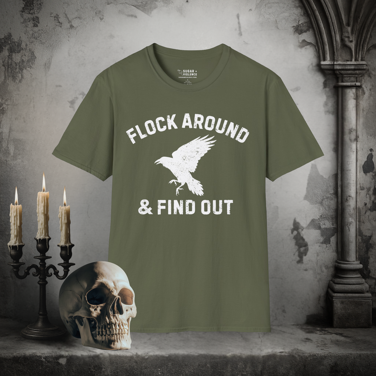 Flock Around & Find Out – Gothic Raven Graphic Tee