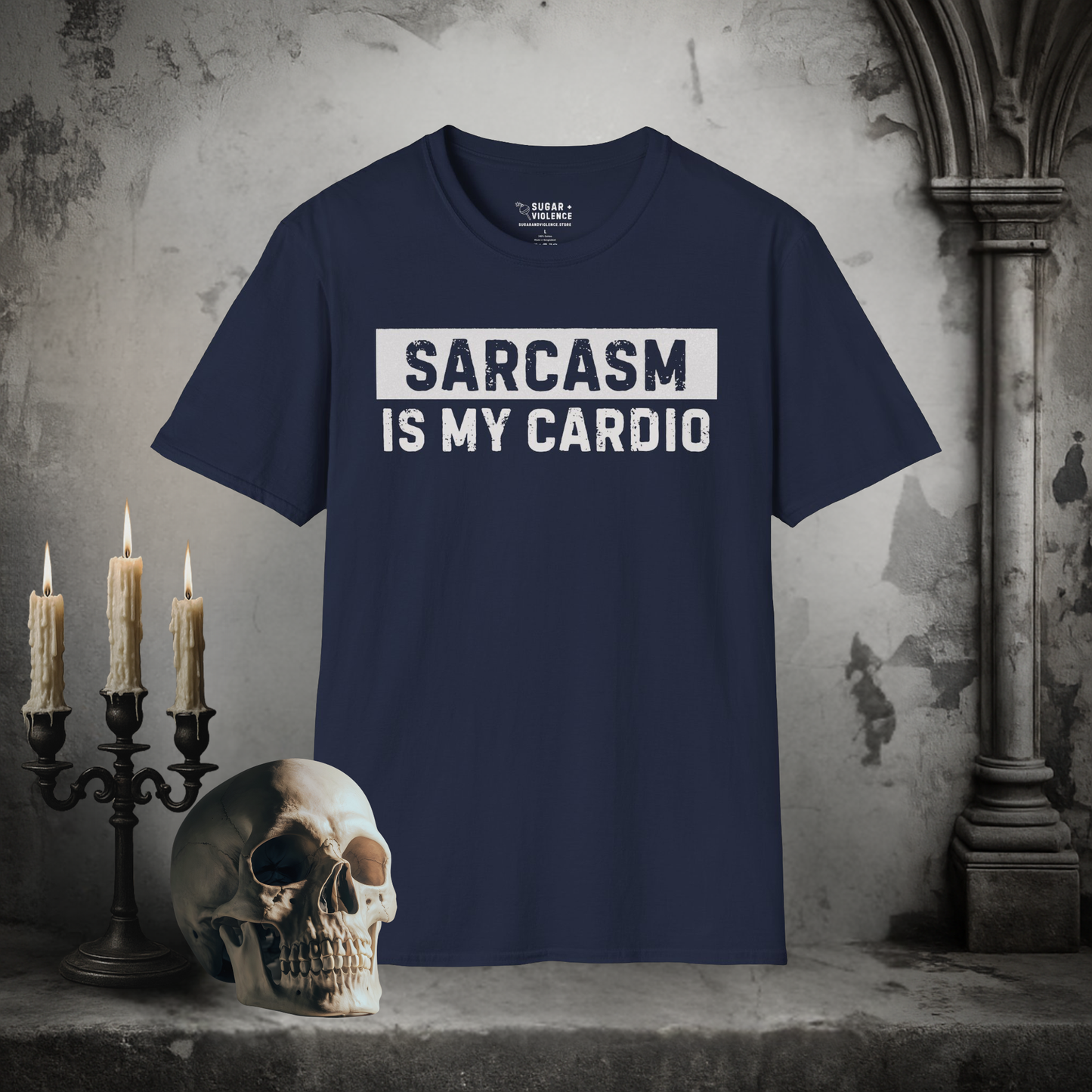 Sarcasm Is My Cardio – Dark Humor Fitness Tee