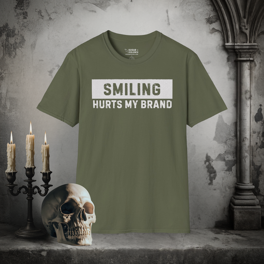 Smiling Hurts My Brand – Goth & Grumpy Humor Tee