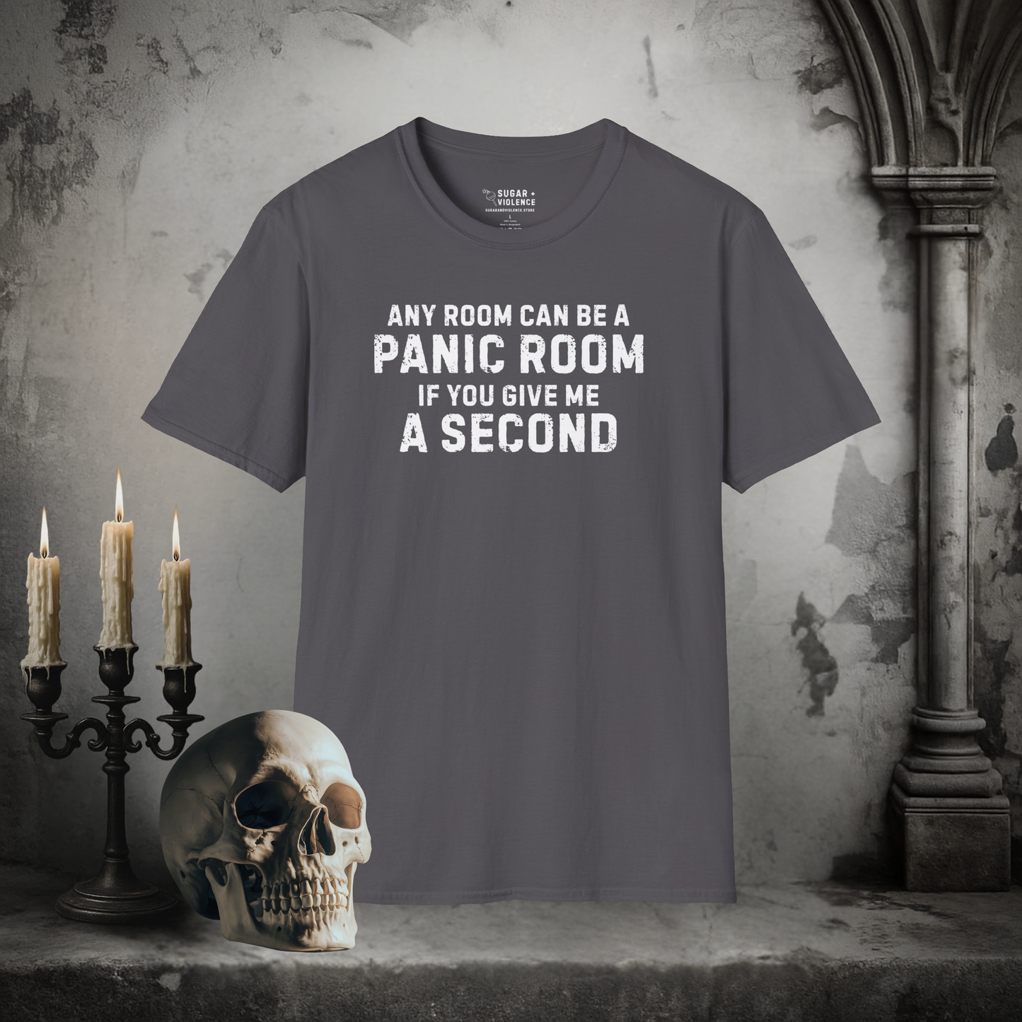 Any Room Can Be a Panic Room – Dark Humor Anxiety Tee