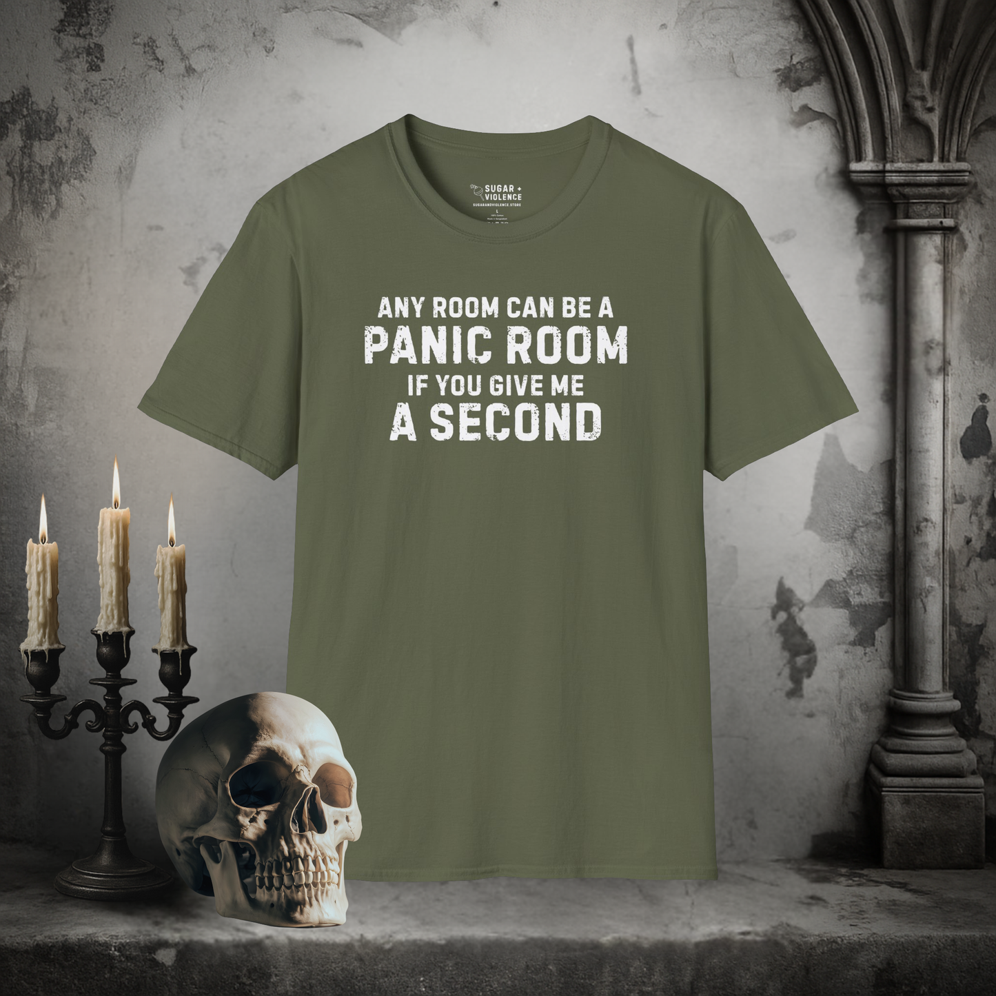Any Room Can Be a Panic Room – Dark Humor Anxiety Tee