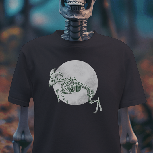 Moonlit Skeleton – Cosmic Gothic Aesthetic T-Shirt