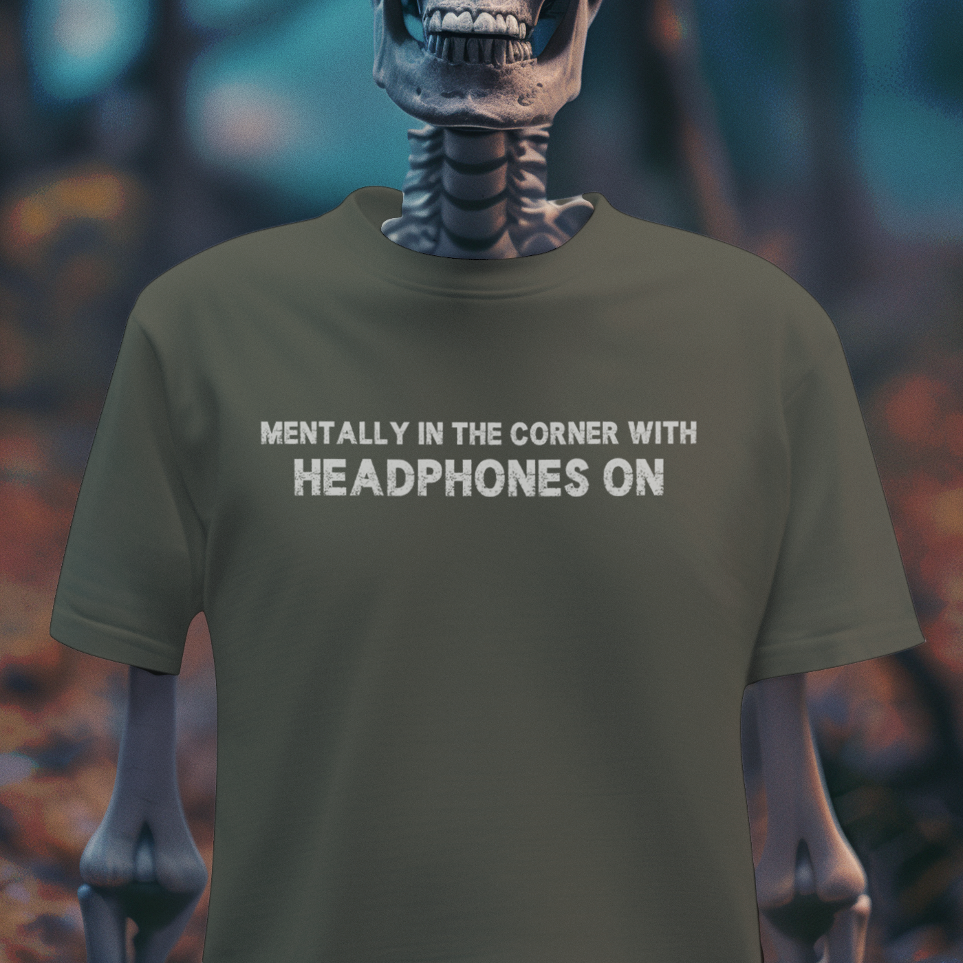 Mentally in the Corner With Headphones On – Introvert Mood Tee