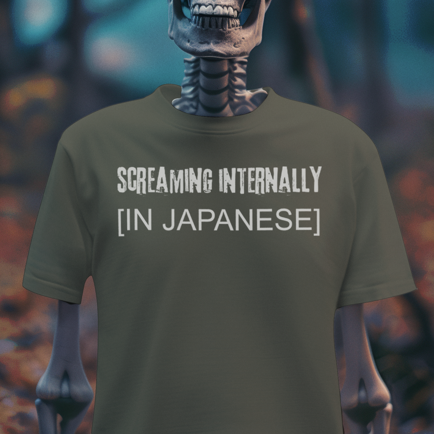 Screaming Internally (In Japanese) – Goth Anxiety Meme T-Shirt