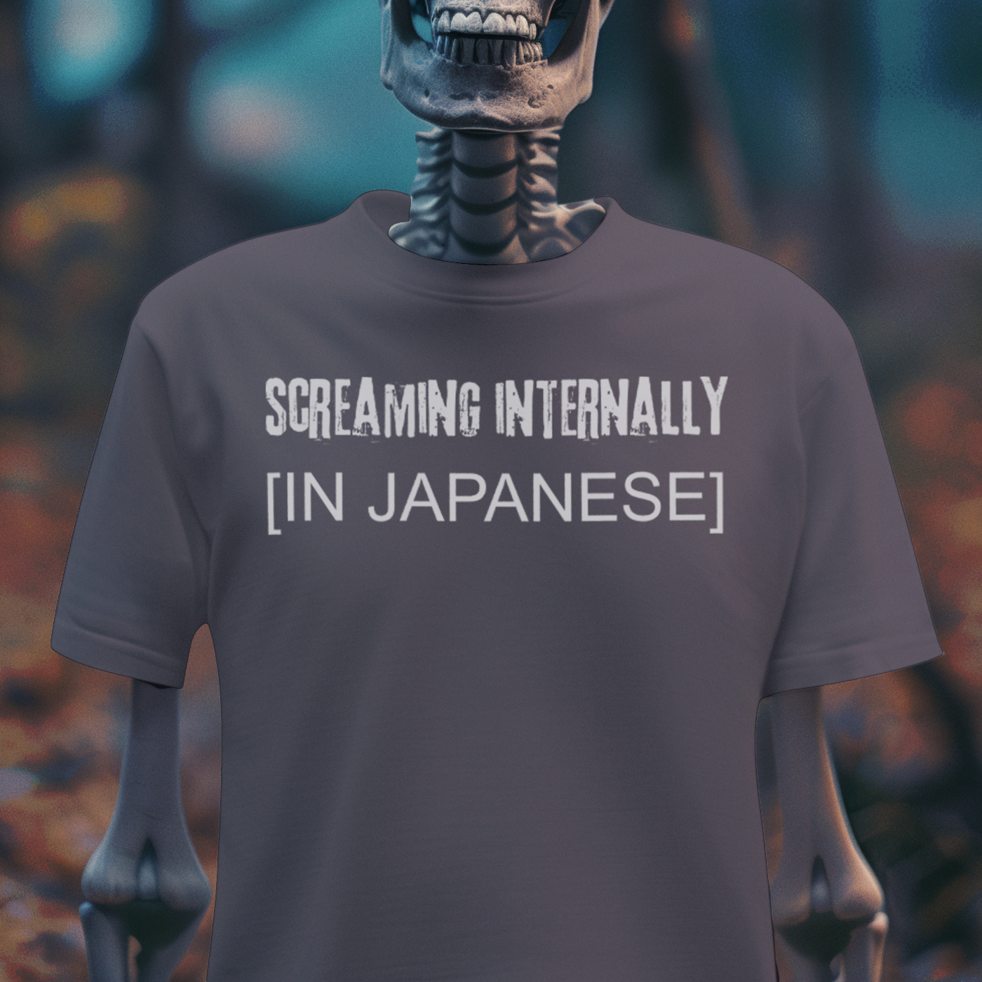 Screaming Internally (In Japanese) – Goth Anxiety Meme T-Shirt