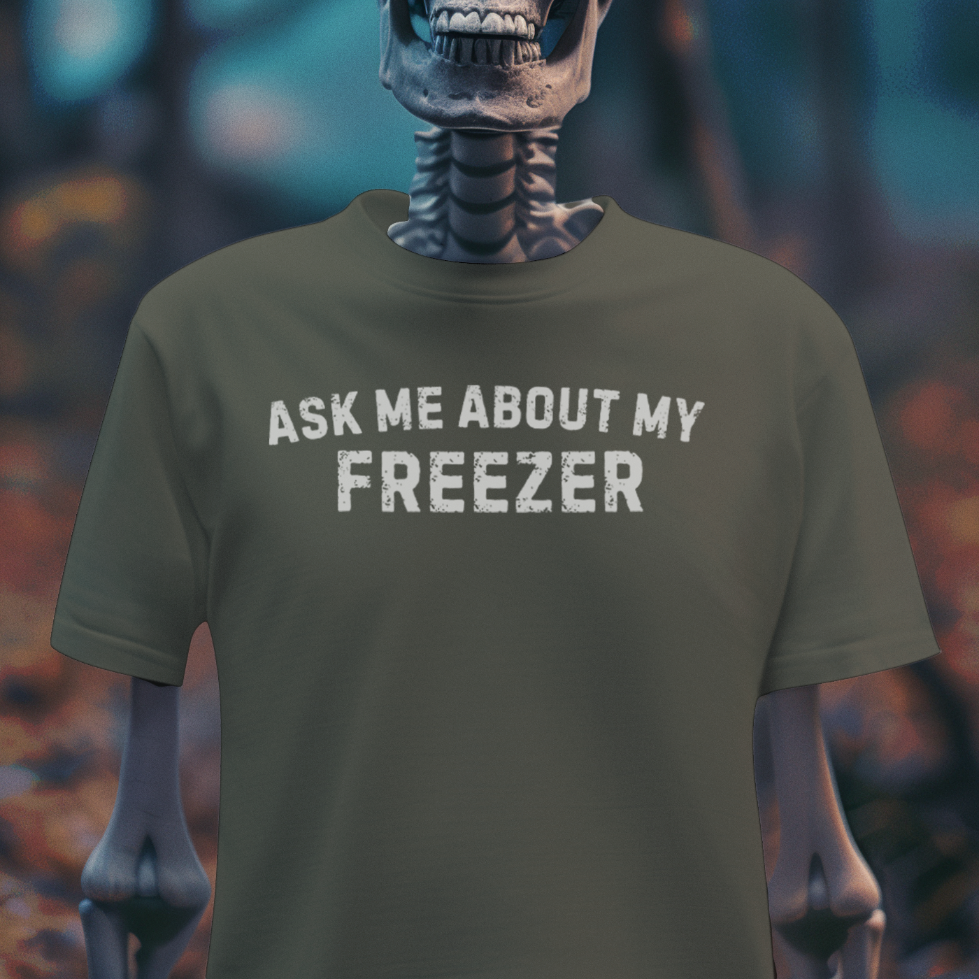 Ask Me About My Freezer – Gothic Dark Humor T-Shirt
