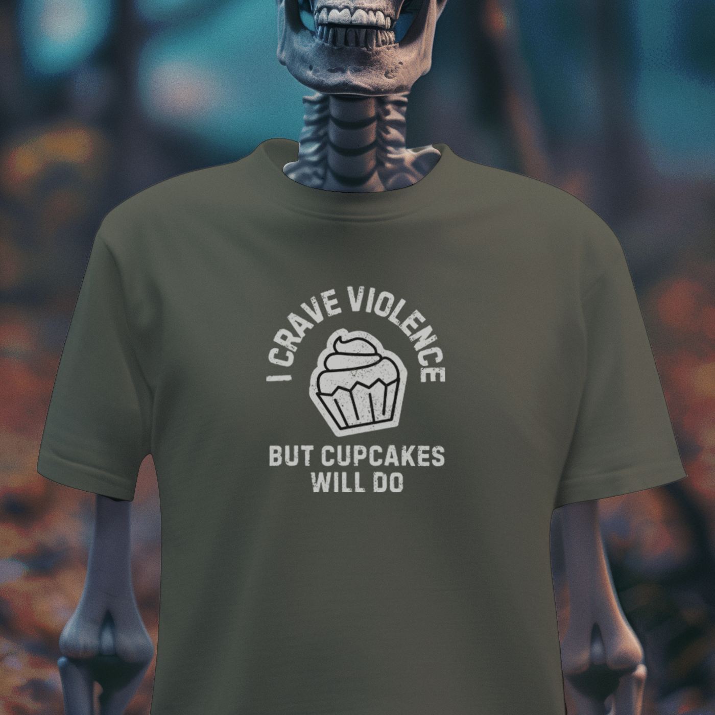 I Crave Violence (But Cupcakes Will Do) – Dark Humor Goth T-Shirt