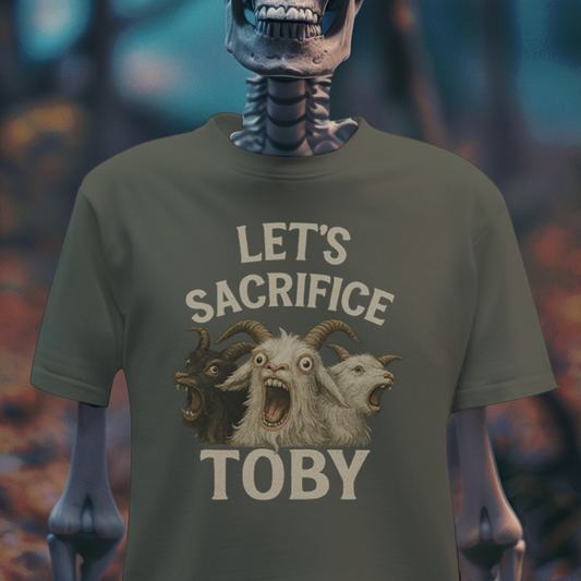 Let’s Sacrifice Toby – Dark Humor Retro Horror T-Shirt