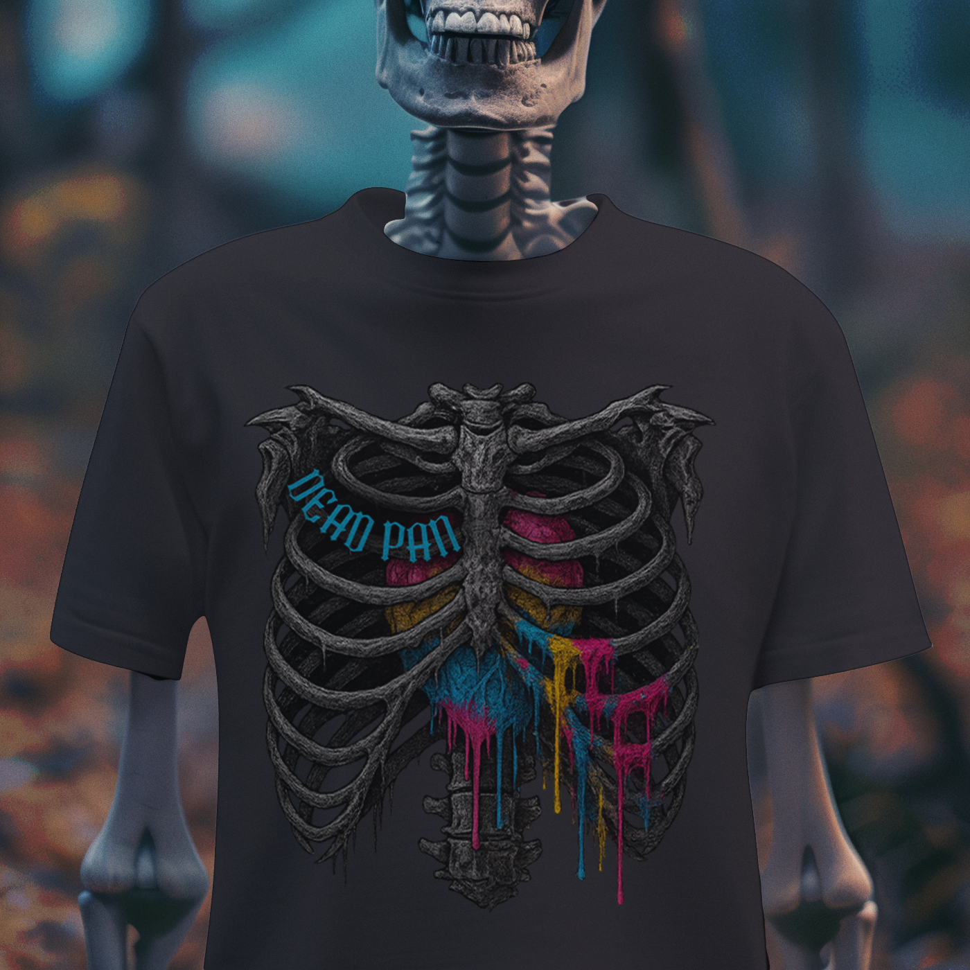Pan Pride Rib Cage Heart – LGBTQ+ Gothic Graphic T-Shirt