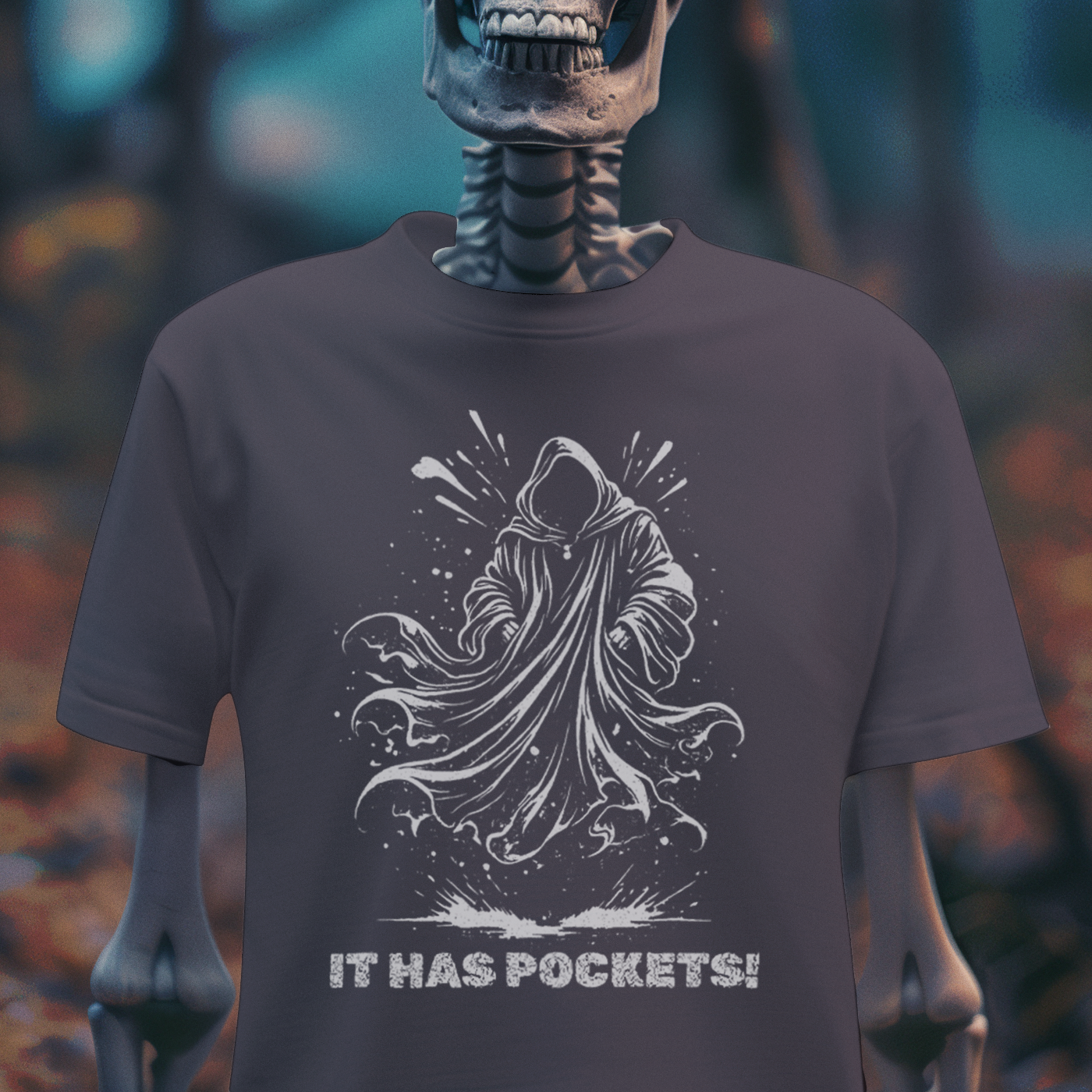 Grim Reaper “It Has Pockets!” – Dark Humor Tee