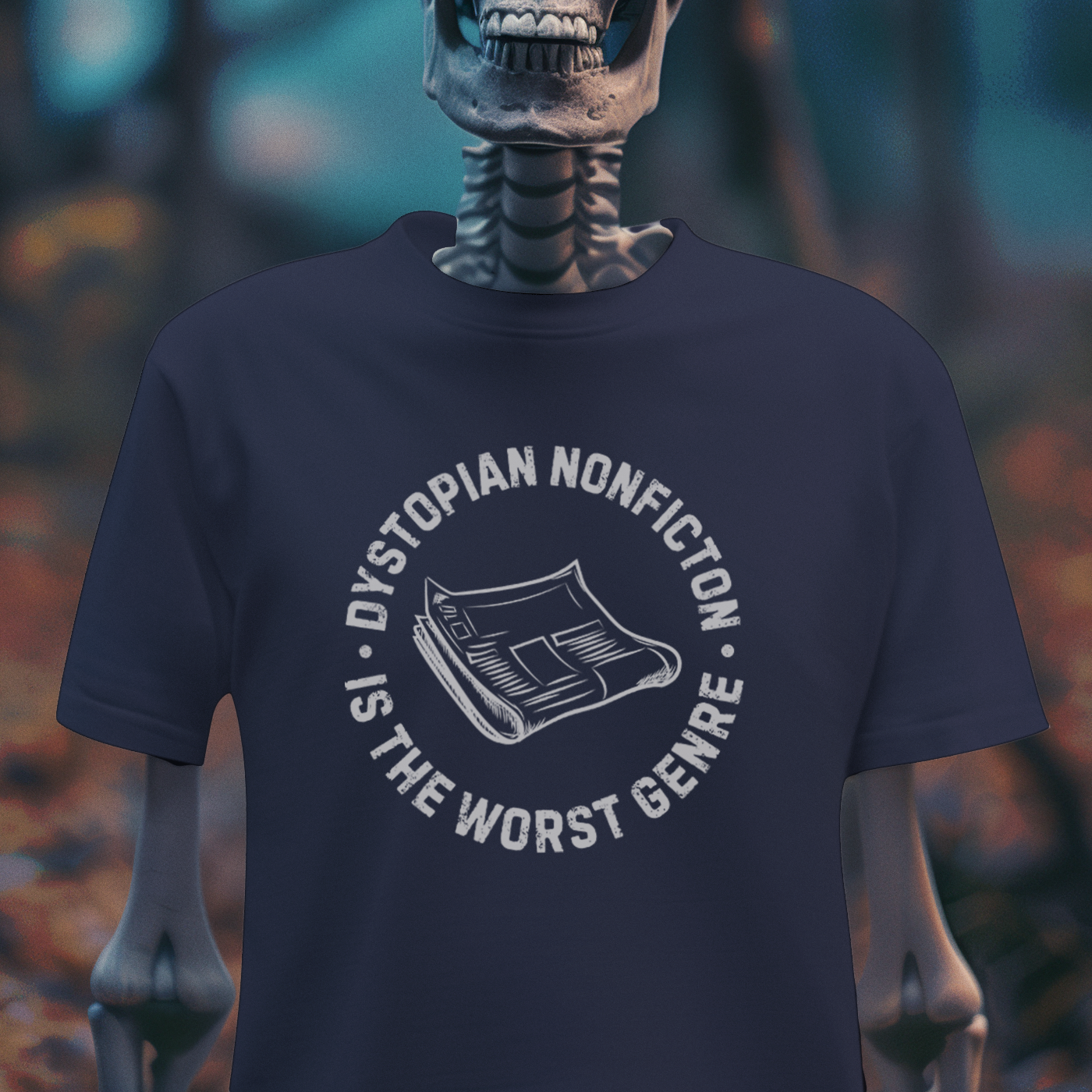 Dystopian Nonfiction – Dark Humor Reader Tee