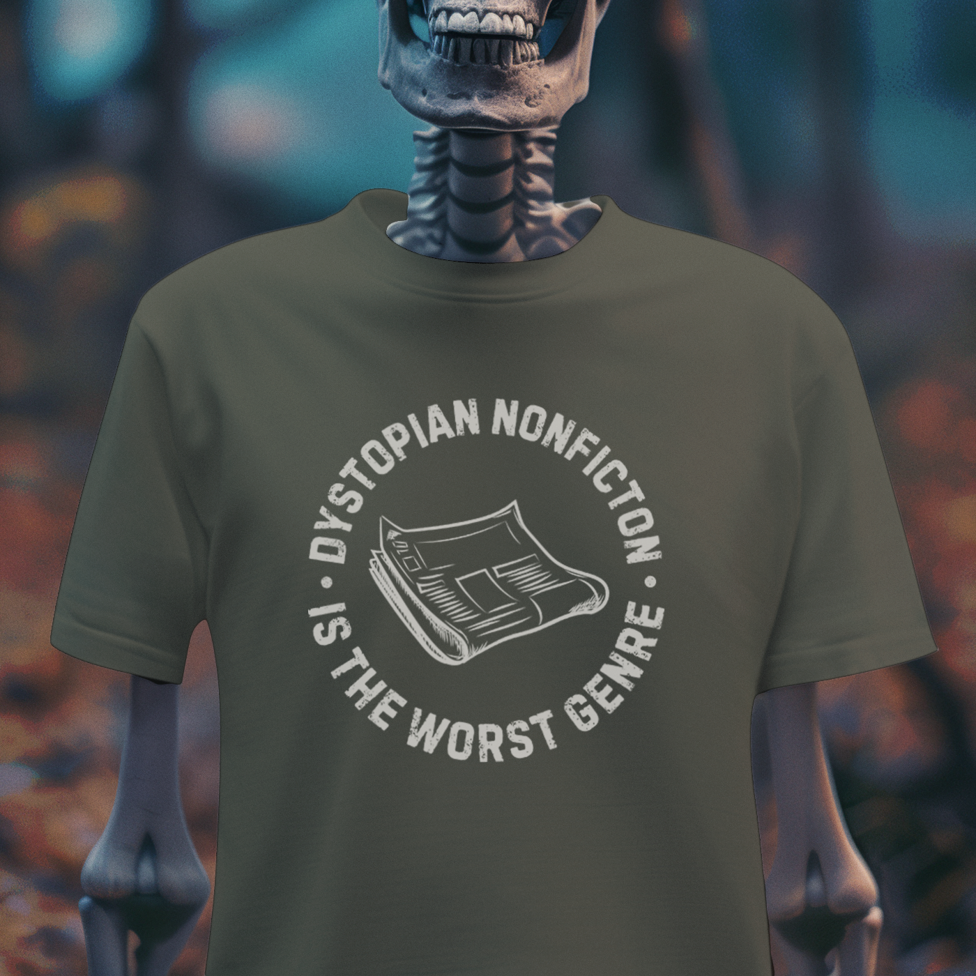 Dystopian Nonfiction – Dark Humor Reader Tee